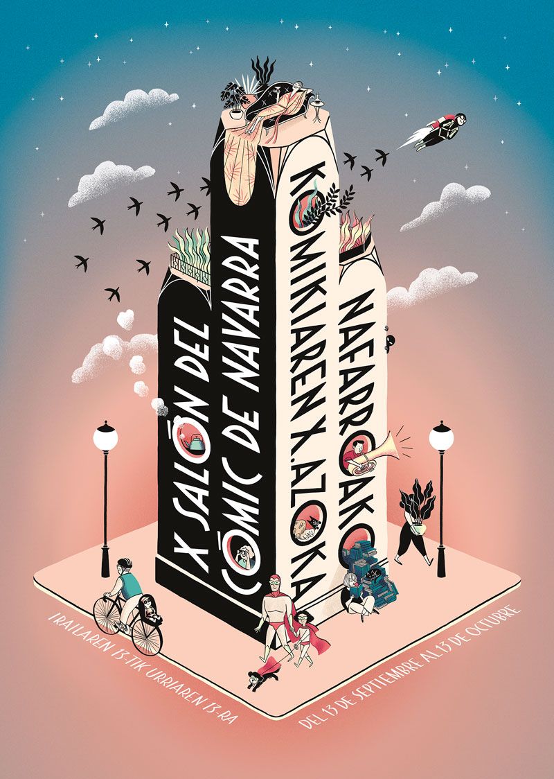 Diseño de Laura Pacheco para el cartel anunciador del 10º Salón del Cómic de Navarra.